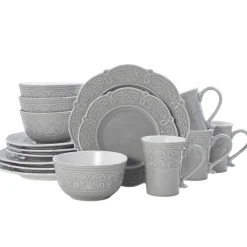Dinnerware Service For 4|Pfaltzgraff® Abby Gray 16 Piece Dinnerware Set, Service for 4