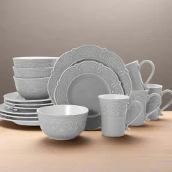 Dinnerware Service For 4|Pfaltzgraff® Abby Gray 16 Piece Dinnerware Set, Service for 4