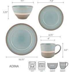 Dinnerware Service For 4|Pfaltzgraff® Adina 16 Piece Dinnerware Set, Service for 4