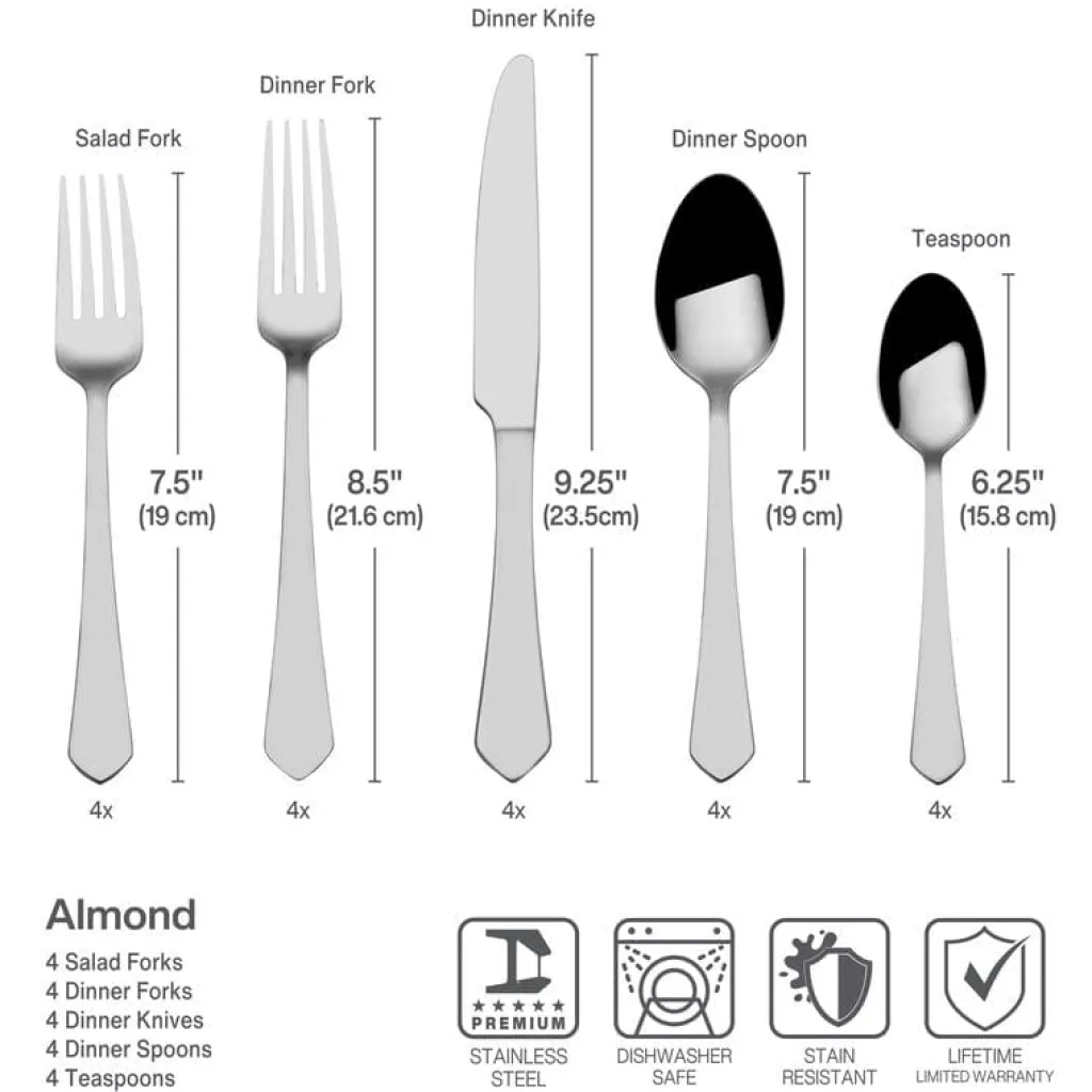 Sets|Gourmet Basics® Almond 20 Piece Flatware Set, Service for 4