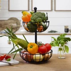 Fruit And Storage Baskets|Pfaltzgraff® Anvil Cage 2 Tier Storage Basket