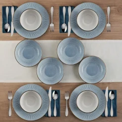 Dinnerware Service For 4|Pfaltzgraff® Arlie Blue 12 Piece Pasta Dinnerware Set, Service for 4