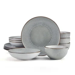 Dinnerware Service For 4|Pfaltzgraff® Arlie Gray 12 Piece Pasta Dinnerware Set, Service for 4
