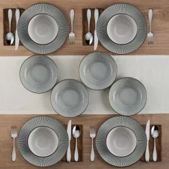 Dinnerware Service For 4|Pfaltzgraff® Arlie Gray 12 Piece Pasta Dinnerware Set, Service for 4