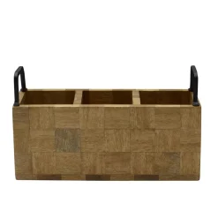Flatware Caddies|Gourmet Basics® Avery Checkered Flatware Wood Caddy