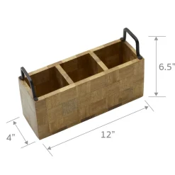 Flatware Caddies|Gourmet Basics® Avery Checkered Flatware Wood Caddy