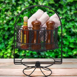 Buffet Caddies|Fruit And Storage Baskets|Gourmet Basics® Band and Stripe Swivel Hostess Buffet Storage Caddy