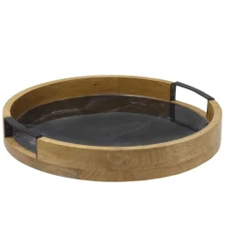 Lazy Susans|Gourmet Basics® Black Marble Lazy Susan Serve Tray