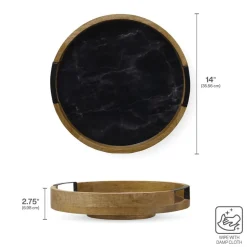 Lazy Susans|Gourmet Basics® Black Marble Lazy Susan Serve Tray