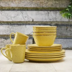Dinnerware Service For 4|Pfaltzgraff® Bumble Bee Yellow 16 Piece Dinnerware Set, Service for 4