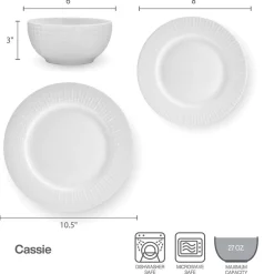Dinnerware Service For 4|Pfaltzgraff® Cassie 12 Piece Dinnerware Set, Serivce for 4