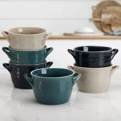 Soup Cereal Bowls|Pfaltzgraff® Cauldron Double Handle Set of 6 Soup Bowls