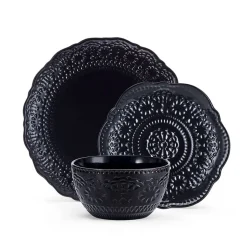 Dinnerware Service For 4|Pfaltzgraff® Chateau Midnight 12 Piece Dinnerware Set, Service for 4