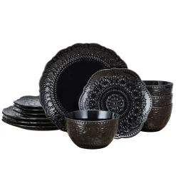 Dinnerware Service For 4|Pfaltzgraff® Chateau Midnight 12 Piece Dinnerware Set, Service for 4