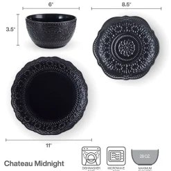 Dinnerware Service For 4|Pfaltzgraff® Chateau Midnight 12 Piece Dinnerware Set, Service for 4
