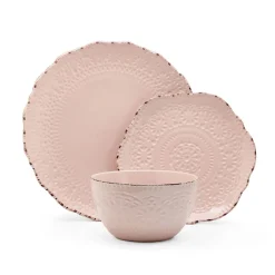 Dinnerware Service For 4|Pfaltzgraff® Chateau Pink 12 Piece Dinnerware Set, Service for 4