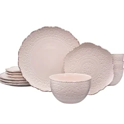 Dinnerware Service For 4|Pfaltzgraff® Chateau Pink 12 Piece Dinnerware Set, Service for 4