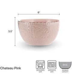 Soup Cereal Bowls|Pfaltzgraff® Chateau Pink Set of 4 Soup Cereal Bowls