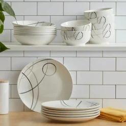 Dinnerware Service For 6|Studio Nova Circles 18 Piece Dinnerware Set, Service for 6
