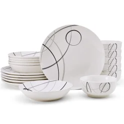 Dinnerware Service For 6|Studio Nova Circles 18 Piece Dinnerware Set, Service for 6
