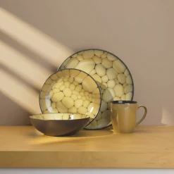 Dinnerware Service For 8|- Cobblestone 32 Piece Dinnerware Set Service for 8