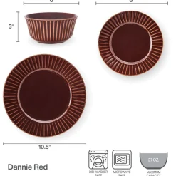 Dinnerware Service For 4|Pfaltzgraff® Dannie Red 12 Piece Dinnerware Set, Service for 4