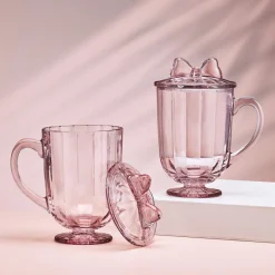 Drinking Glasses|Darbie Angell Bliss Blush Set of 2 Footed Drinking Glasses with Lid