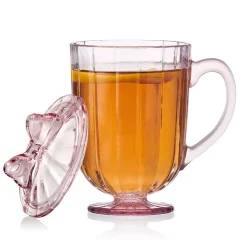 Drinking Glasses|Darbie Angell Bliss Blush Set of 2 Footed Drinking Glasses with Lid