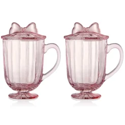 Drinking Glasses|Darbie Angell Bliss Blush Set of 2 Footed Drinking Glasses with Lid