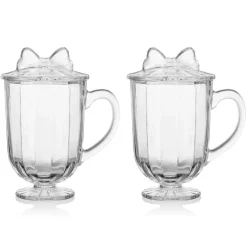 Drinking Glasses|Darbie Angell Bliss Set of 2 Footed Drinking Glasses with Lids
