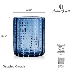 Drinking Glasses|Darbie Angell Dappled Clouds Cobalt Set of 4 Double Old Fashioned Glasses