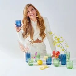 Drinking Glasses|Darbie Angell Dappled Clouds Seafoam Set of 4 Highball Glasses