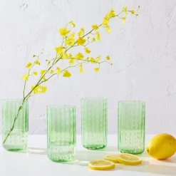 Drinking Glasses|Darbie Angell Dappled Clouds Seafoam Set of 4 Highball Glasses