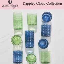 Drinking Glasses|Darbie Angell Dappled Clouds Seafoam Set of 4 Double Old Fashioned Glasses