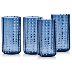 Drinking Glasses|Darbie Angell Dappled Clouds Cobalt Set of 4 Highball Glasses