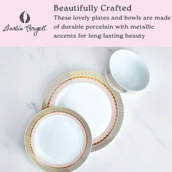 Dinnerware Service For 4|Darbie Angell Golden Charm Metallic 12 Piece Dinnerware Set, Service for 4