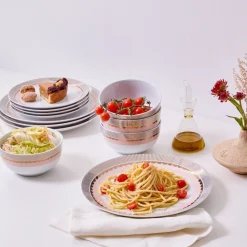 Dinnerware Service For 4|Darbie Angell Golden Charm Metallic 12 Piece Dinnerware Set, Service for 4