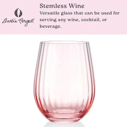 Drinking Glasses|Darbie Angell Good Day Blush Set of 4 Stemless Wine