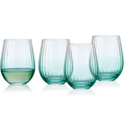 Drinking Glasses|Darbie Angell Good Day Teal Set of 4 Stemless Wine Glasses