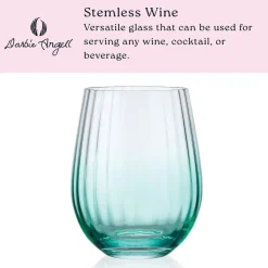 Drinking Glasses|Darbie Angell Good Day Teal Set of 4 Stemless Wine Glasses