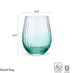 Drinking Glasses|Darbie Angell Good Day Teal Set of 4 Stemless Wine Glasses