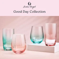 Drinking Glasses|Darbie Angell Good Day Teal Set of 4 Highball Glasses