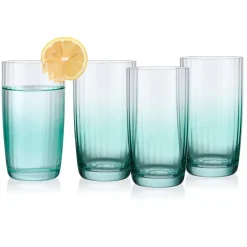 Drinking Glasses|Darbie Angell Good Day Teal Set of 4 Highball Glasses