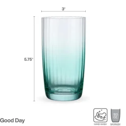 Drinking Glasses|Darbie Angell Good Day Teal Set of 4 Highball Glasses