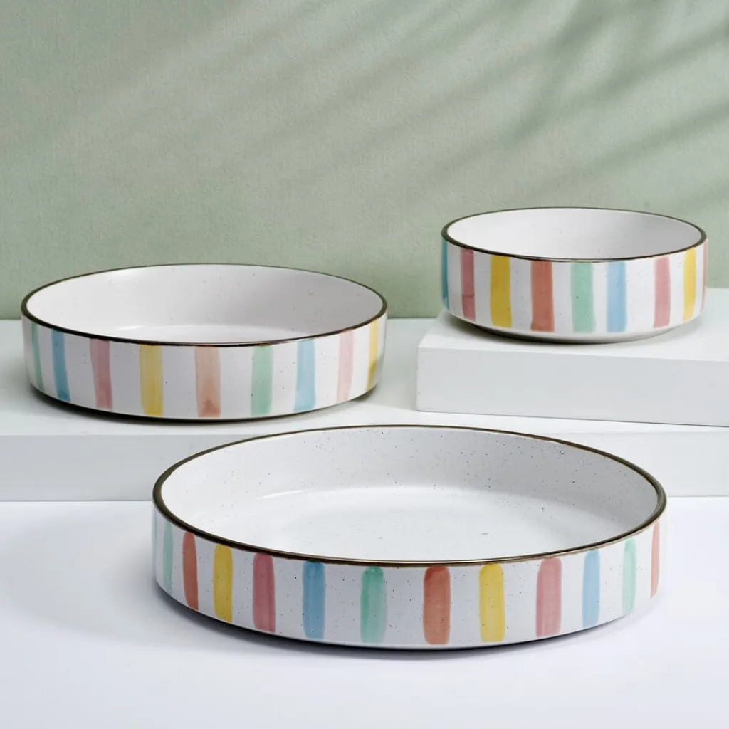 Pasta Bowls|Darbie Angell Happy Spring Summer 9 Piece Bowl Set, Service for 3