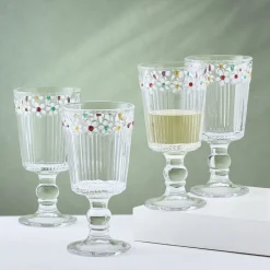 Drinking Glasses|Darbie Angell Painted Daisy Set of 4 Goblets