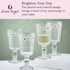 Drinking Glasses|Darbie Angell Painted Daisy Set of 4 Goblets