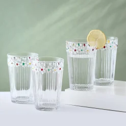Drinking Glasses|Darbie Angell Painted Daisy Set of 4 Highball Glasses