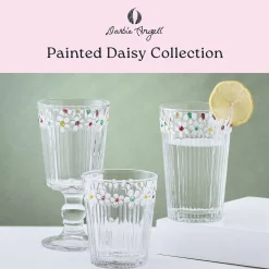 Drinking Glasses|Darbie Angell Painted Daisy Set of 4 Highball Glasses