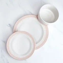 Dinnerware Service For 4|Darbie Angell Rising Up Blush 12 Piece Dinnerware Set, Service for 4